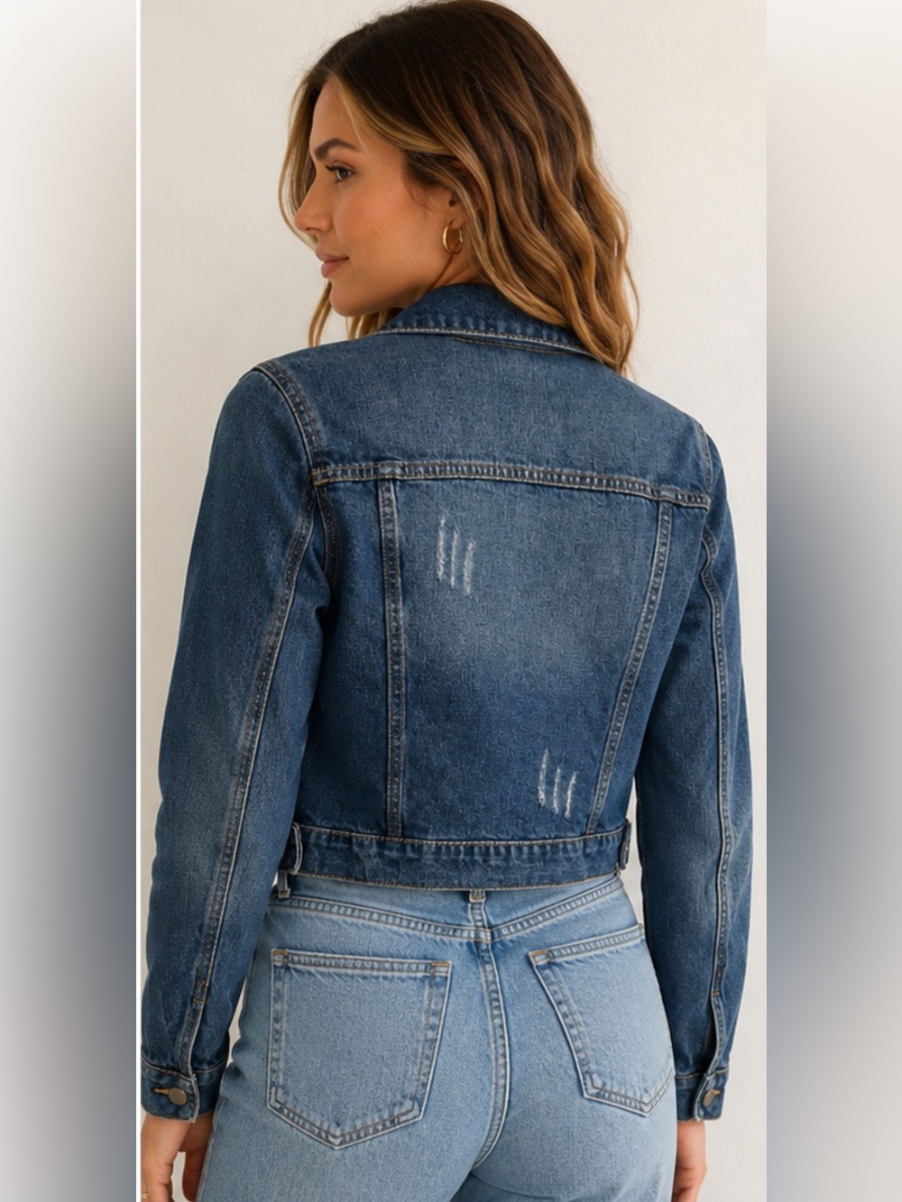 Vintage Distressed Cropped Cute Denim Jacket ♥️ - Picture 3 of 15